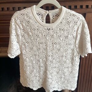 Abercrombie & Fitch Crochet White Lace Top Medium